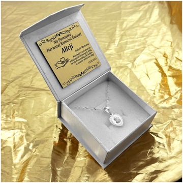 СЕРЕБРЯНАЯ ЦЕПЬ С МЕДАЛИТОЙ PR. 925 СУВЕНИРОВ ПЕРВОГО СВЯТОГО ПРИЧАСТИЯ + БЕСПЛАТНЫЕ ПОДАРКИ