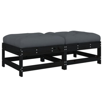 vidaXL Садовые подставки для ног с подушками, 2 шт, Черный, Сосна