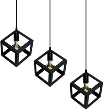 Żyrandol kostki sześciany loft nowoczesna zwis lampa wisząca kwadrat 3x E27