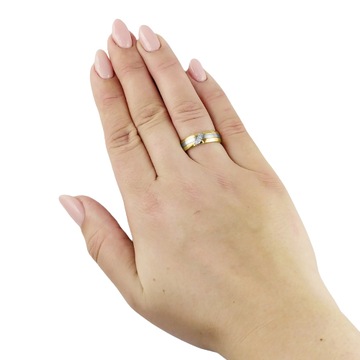 КО12 ЗОЛОТО-СЕРЕБРЯНОЕ ОБРУЧАЛЬНОЕ КОЛЬЦО СТАЛЬ 316L 1ШТ.