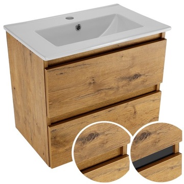 Szafka łazienkowa z umywalką wąska 1 produkt a 2 meble dąb loft producent
