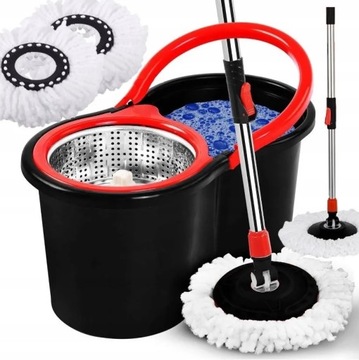 MOP Obrotowy ROTACYJNY 360 SPIN TURBO 3w1 NAKŁADKI Mikrofibra Wiadro ZESTAW