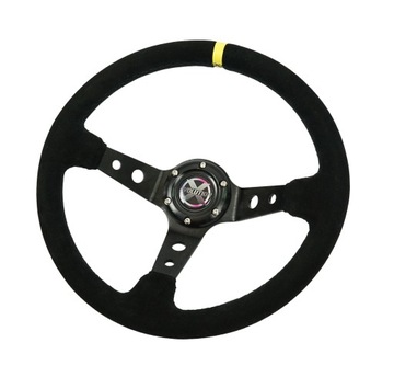 Sportowa Kierownica zamsz zamszowa EVO 350MM odsadzenie 80mm CZARNA drift