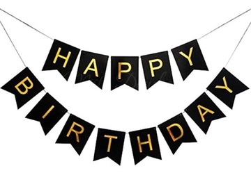 GIRLANDA CZARNA HAPPY BIRTHDAY 1,5M