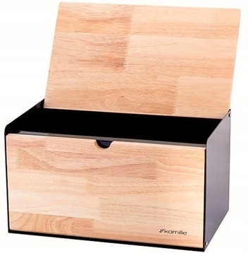 CHLEBAK POJEMNIK NA CHLEB PIECZYWO Z DESKĄ CZARNY OLDMAN METAL BAMBUS 36x22
