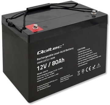 Akumulator AGM 12V 80Ah 23.5kg Bezobsługowy Mocny do UPS kampera pieca