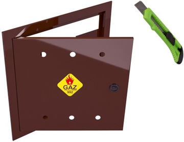 DRZWICZKI I RAMKA SKRZYNKA GAZOWA 400x400 BRĄZOWA GAZ SZAFKA + NÓŻ GRATIS