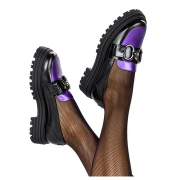 MOKASYNY SKÓRZANE DAMSKIE PÓŁBUTY NA PLATFORMIE 36