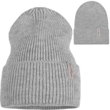 CZAPKA DAMSKA KOBIECA BEANIE JESIENNA ZIMOWA MAJKA SZARA SZAROŚĆ