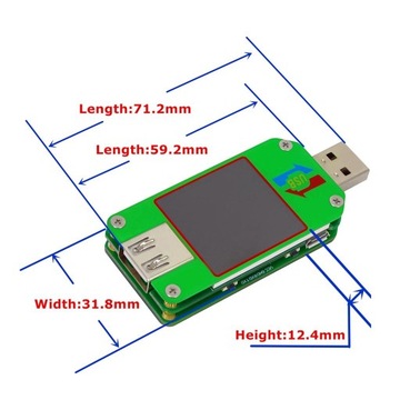 1,44-дюймовый ЖК-дисплей UM24 USB 2,0 Вольтметр Амперметр Измеритель тока