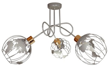 Lampa sufitowa wisząca żyrandol EDISON GLOBUS 3 szara loft lampy sufitowe