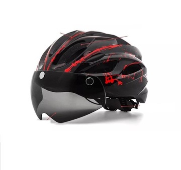 KASK ROWEROWY Z OKULARAMI MAGNETYCZNYMI lampka EPS + PC