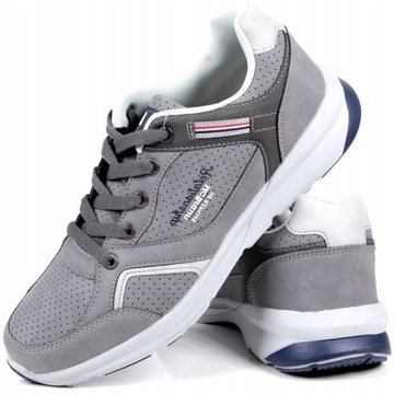 SNEAKERSY SZNUROWANE MĘSKIE BUTY SPORTOWE PÓŁBUTY CASUAL SZARE GREY MODNE