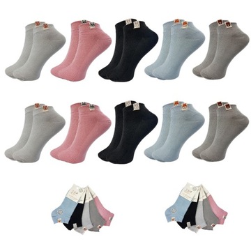 10xSTOPKI DAMSKIE KRÓTKIE KOLOROWE SKARPETY COTTON