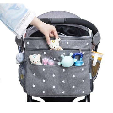 СУМКА ДЛЯ КОЛЯСКИ, РЮКЗАК ДЛЯ МАМЫ, ТЕРМООРГАНАЙЗЕР, МОЛНИЯ, КАРМАНЫ, СЕРЫЙ