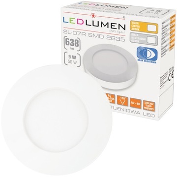 Panel LED Okrągły Natynkowy 9W=50W 638lm IP44 Plafon Oprawa Lampa Sufitowa