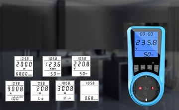 MIERNIK ZUŻYCIA ENERGII 16A LCD max 3680 W 7 trybów monitorowania