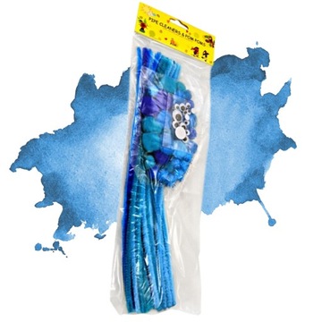 КРЕАТИВНЫЙ НАБОР Проволока Люверсы Помпоны СИНИЙ