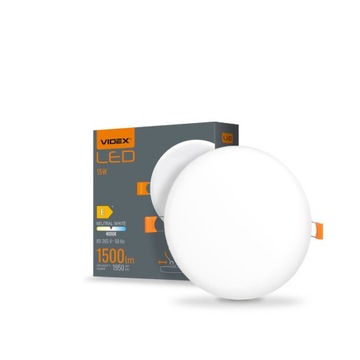 Biała oprawa sufitowa LED bezramowa wpuszczana plafon Videx 15W 1500lm 12cm