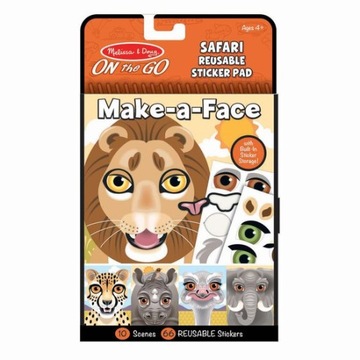 NAKLEJKI WIELORAZOWE Make a Face ułóż twarz zwierzątka SAFARI Melissa