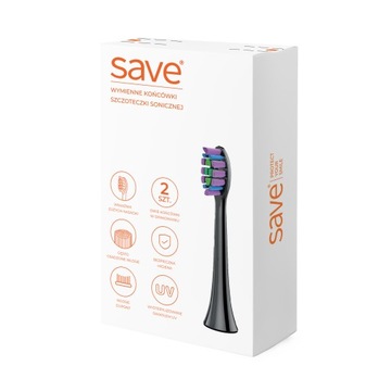 2 GŁÓWKI KOŃCÓWKI SZCZOTECZKI SONICZNEJ SAVE S-903
