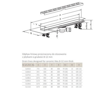 Стандартный линейный трап Radaway 105 см Решетка от дождя