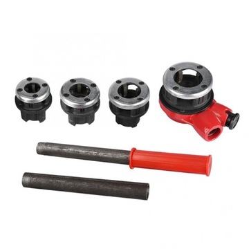 Ручной набор для нарезания резьбы на сантехнических трубах с 4 матрицами, инструмент для нарезания резьбы 1/2 дюйма, 3/4 дюйма, 1 дюйма, 1-1/4 дюйма