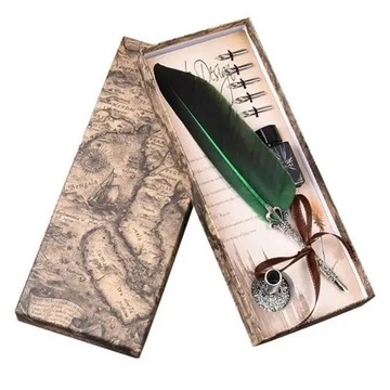 Retro English Calligraphy Quill Dip Feather Pen with 5 Nibs Stationery Gift