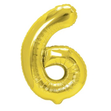 Balon Foliowy Cyfra 6 Duży 100cm Złoty Urodziny