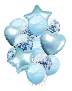 Bukiet balonów foliowych Chrzest Roczek baby blue