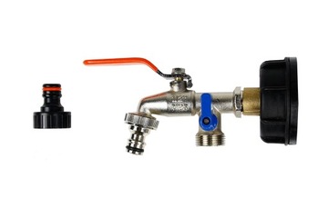 2x переходных клапана KRAN 1/2, фитинги Mauzer IBC 1000L, ДВОЙНОЙ РАСПРЕДЕЛИТЕЛЬ