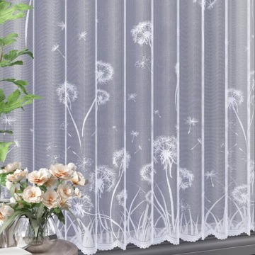 Firanka żakardowa biała Dmuchawce 250x230cm metraż
