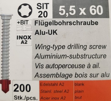 Алюминиевый шуруп по дереву 5,5 x 60 мм