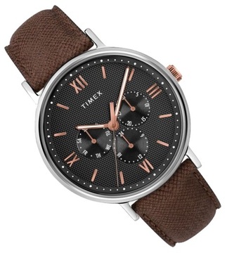 Klasyczny zegarek męski na pasku Timex Multidata TW2T35000 Powystawowy