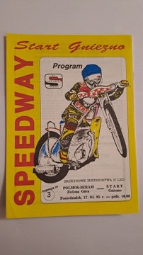 START GNIEZNO - FALUBAZ ZIELONA GÓRA 17-04-1995 - PROGRAM ŻUŻLOWY CZYSTY