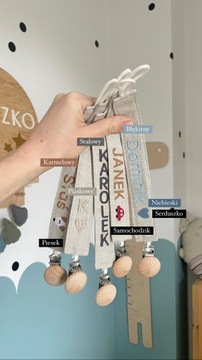 Подвеска-пустышка из льна с именем, вышитая