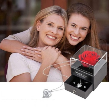 КОНСЕРВИРОВАННАЯ НАСТОЯЩАЯ РОЗА, КОРОБКА С ОЖЕРЕЛЬЕМ