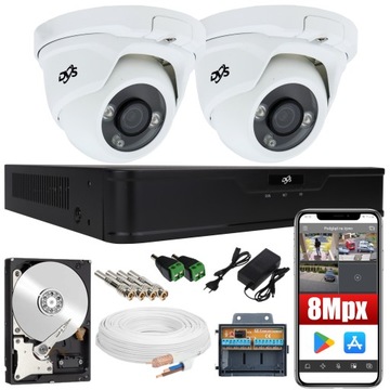 KOMPLETNY ZESTAW MONITORINGU 2 KAMERY 8 MPX 4K