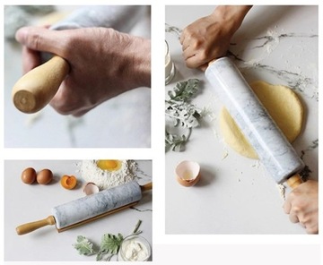 МРАМОРНЫЙ КУХОННЫЙ ВАЛОК ДЛЯ ТЕСТА 46СМ, БЕЛЫЙ