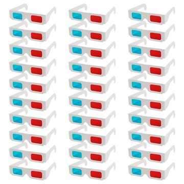 3D БУМАЖНЫЕ ОЧКИ БЕЛЫЕ 30 ШТ.