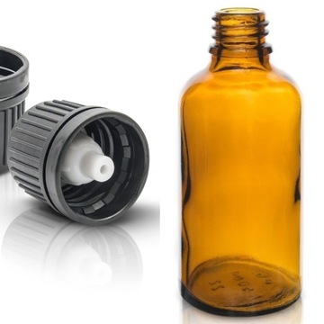 Butelka szklana 50ml z kroplomierzem czarnym (K)