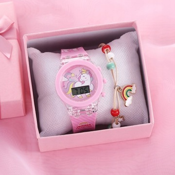 Fashion Cartoon Unicorn Flash Light Girls Watches