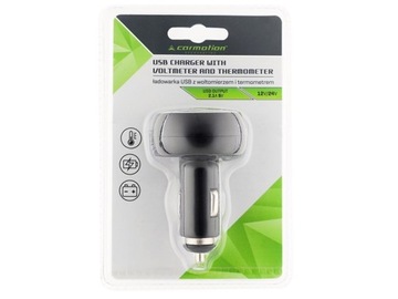 Зарядное устройство USB 2,1 А с вольтметром и термометром