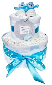 Tort z pieluch ZESTAW z KARTKĄ baby shower CHRZEST