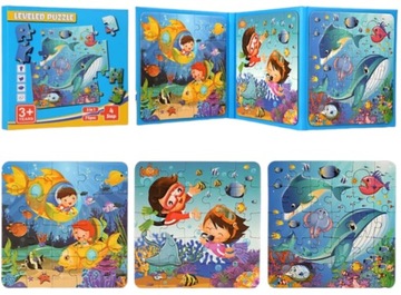 Puzzle magnetyczne książka 20 + 25 + 30 elementów książeczka z magnesem mix