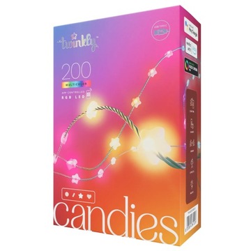 Twinkly Candies 200 RGB LED gwiazdy, USB-C, zielone, aplikacja, 12m