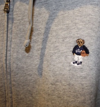 RALPH LAUREN POLO BEAR FULL ZIP HOODIE FLEECE SWEATSHIRT JACKET ROZ - M