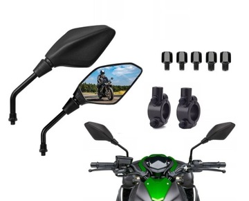 Lusterka Uniwersalne Motocykl Quad Skuter M8 / M10 Adaptery Obejmy Komplet
