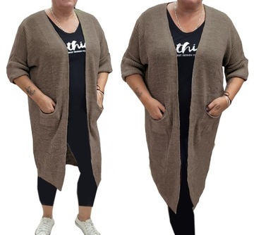 sweter kardigan narzutka SALY L - 3XL brązowy