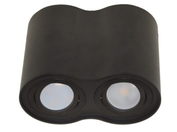 Lampa NATYNKOWA SUFITOWA Siroco podwójna CZARNA RUCHOMA TUBA 2x GU10 LED